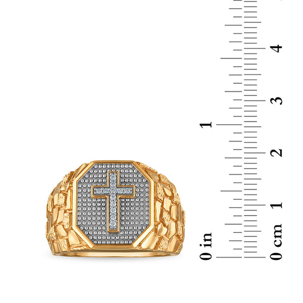 EcoLove Lab Grown Diamond Nugget Cross Ring in 10KT Gold