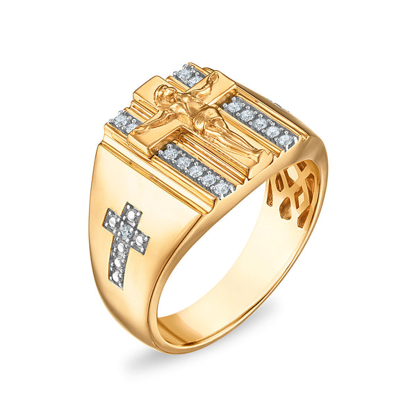 1/6 CTW Lab Grown Diamond Cross Ring in 10KT Yellow Gold