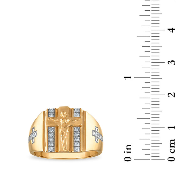 1/6 CTW Lab Grown Diamond Cross Ring in 10KT Yellow Gold