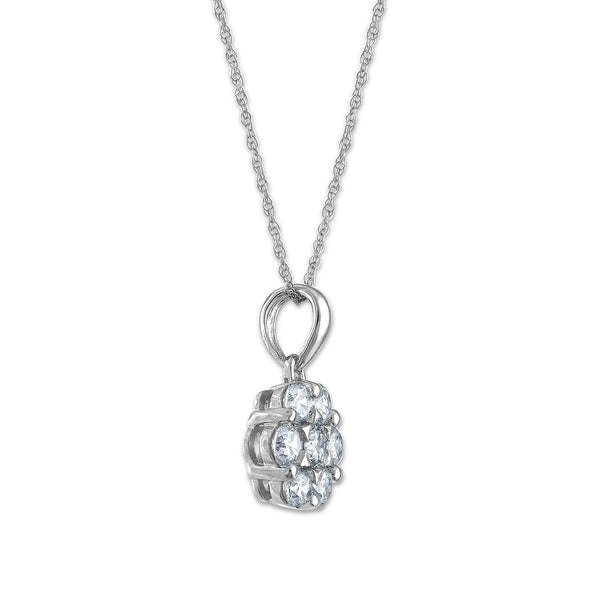 EcoLove 1/2 CTW Lab Grown Diamond Cluster Flower Shaped 18-inch Pendant in 14KT White Gold