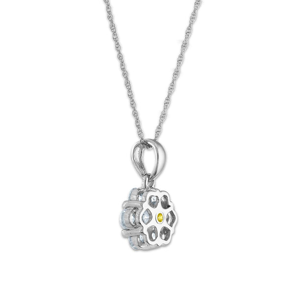 EcoLove 1/2 CTW Lab Grown Diamond Cluster Flower Shaped 18-inch Pendant in 14KT White Gold