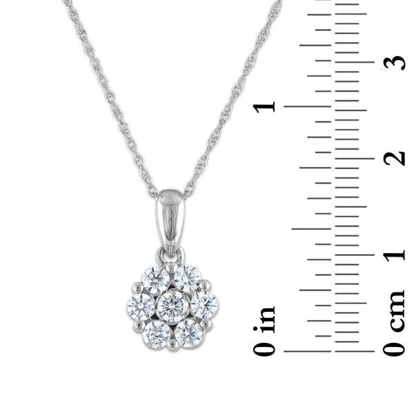 EcoLove 1/2 CTW Lab Grown Diamond Cluster Flower Shaped 18-inch Pendant in 14KT White Gold