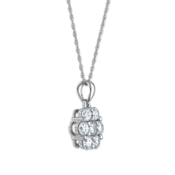 EcoLove 3/4 CTW Lab Grown Diamond Cluster Flower Shaped 18-inch Pendant in 14KT White Gold