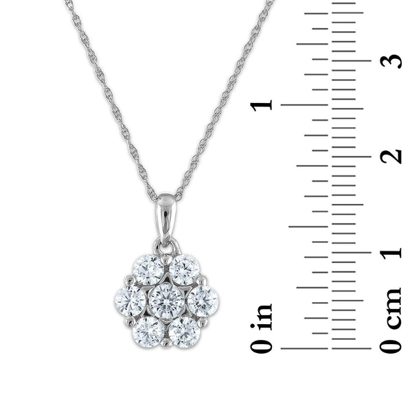 EcoLove 3/4 CTW Lab Grown Diamond Cluster Flower Shaped 18-inch Pendant in 14KT White Gold