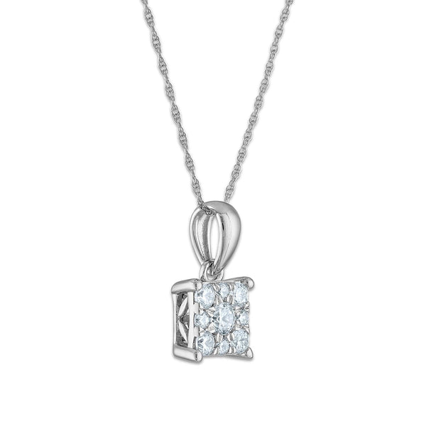 EcoLove 1/2 CTW Lab Grown Diamond Cluster 18-inch Pendant in 14KT White Gold