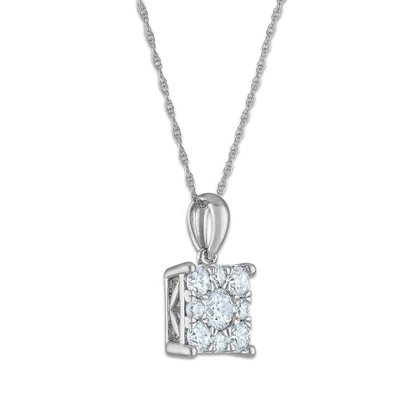 EcoLove 3/4 CTW Lab Grown Diamond Cluster 18-inch Pendant in 14KT White Gold