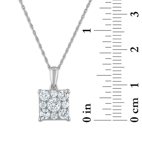 EcoLove 3/4 CTW Lab Grown Diamond Cluster 18-inch Pendant in 14KT White Gold