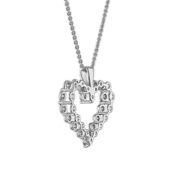 EcoLove 1/4 CTW Lab Grown Diamond Heart 18-inch Pendant in Rhodium Plated Sterling Silver