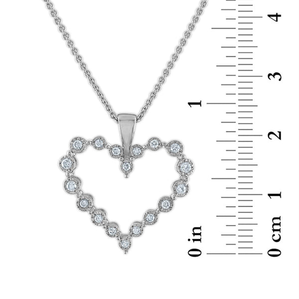 EcoLove 1/4 CTW Lab Grown Diamond Heart 18-inch Pendant in Rhodium Plated Sterling Silver