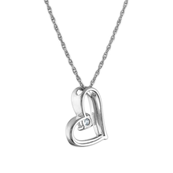 EcoLove 1/5 CTW Lab Grown Diamond Heart 18-inch Pendant in Rhodium Plated Sterling Silver