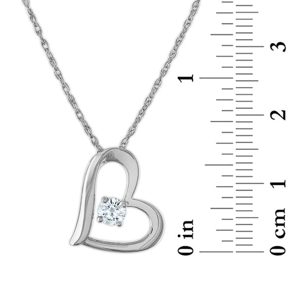 EcoLove 1/5 CTW Lab Grown Diamond Heart 18-inch Pendant in Rhodium Plated Sterling Silver