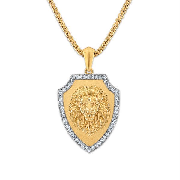 EcoLove 1/3 CTW Lab Grown Diamond Lion Pendant in Gold Plated Sterling Silver