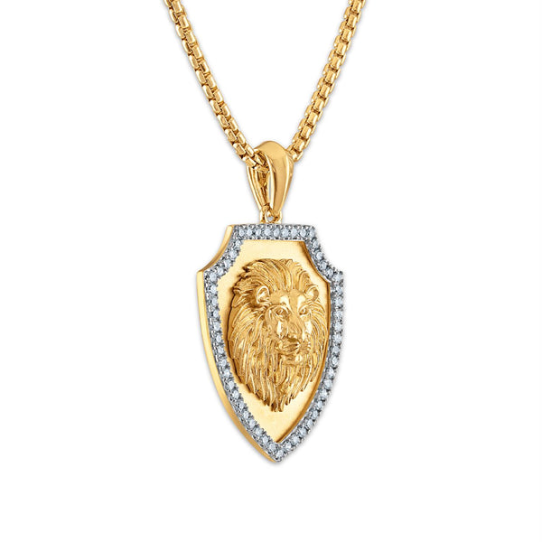 EcoLove 1/3 CTW Lab Grown Diamond Lion Pendant in Gold Plated Sterling Silver
