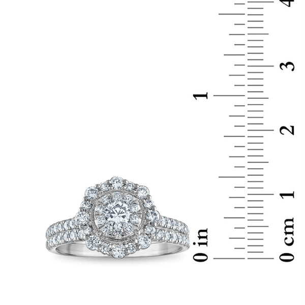 EcoLove 1 CTW Lab Grown Diamond Halo Bridal Set in 10KT White Gold