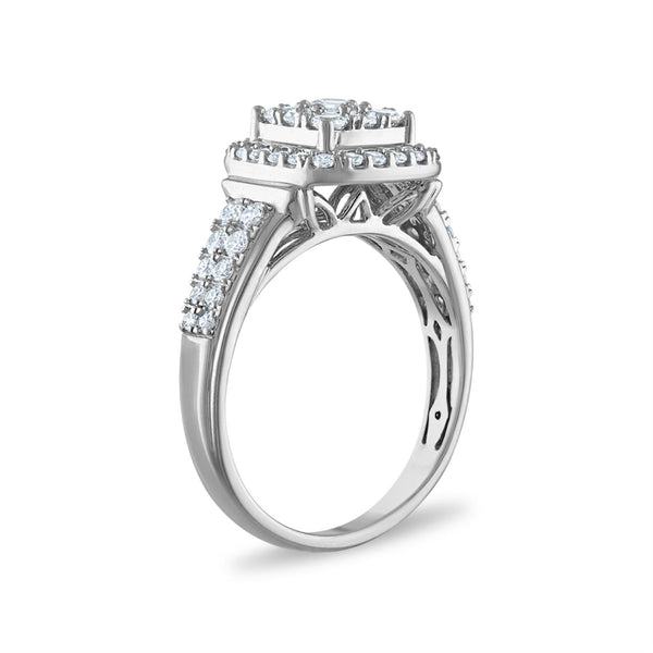 EcoLove 1-1/2 CTW Lab Grown Diamond Halo Wedding Trio Set in 10KT White Gold