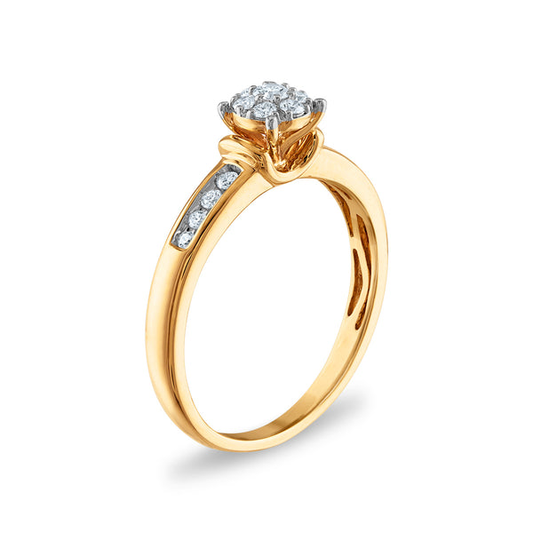 EcoLove 1/2 CTW Lab Grown Diamond Cluster Classic Collection Wedding Trio Set in 10KT Yellow Gold