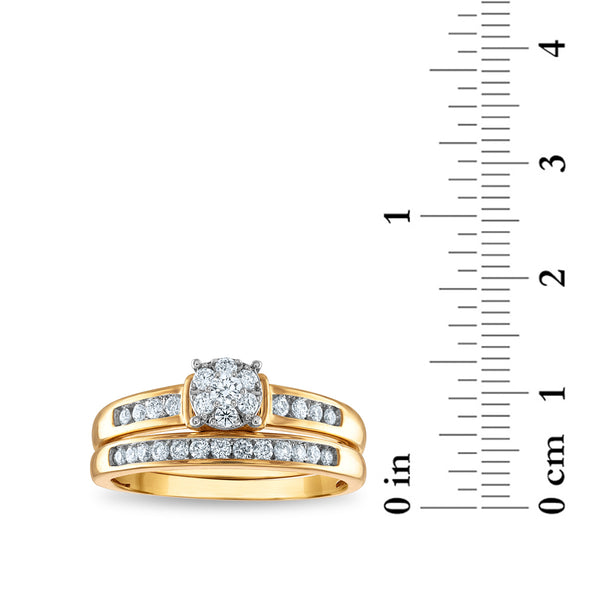 EcoLove 1/2 CTW Lab Grown Diamond Cluster Classic Collection Wedding Trio Set in 10KT Yellow Gold