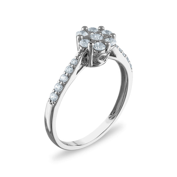 EcoLove 1/2 CTW Lab Grown Diamond Cluster Ring in 14KT White Gold