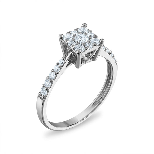 EcoLove 1/2 CTW Lab Grown Diamond Cluster Ring in 14KT White Gold