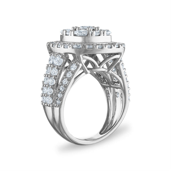 EcoLove 4 CTW Lab Grown Diamond Cluster Engagement Cushion Shaped Ring in 10KT White Gold