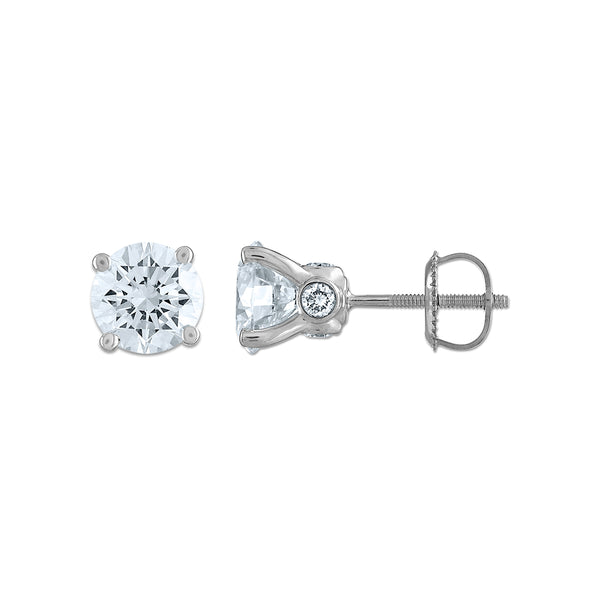 Red Hot Deal 3 CTW Round Lab Grown Diamond Stud Solitaire Earrings in 14KT White Gold