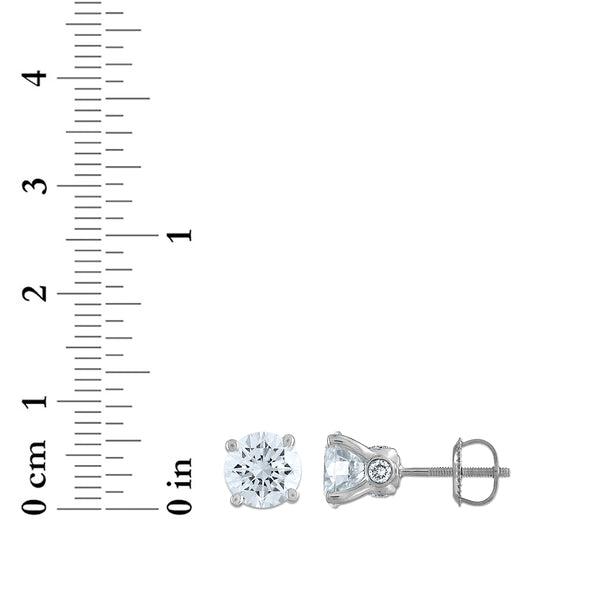 Red Hot Deal 3 CTW Round Lab Grown Diamond Stud Solitaire Earrings in 14KT White Gold