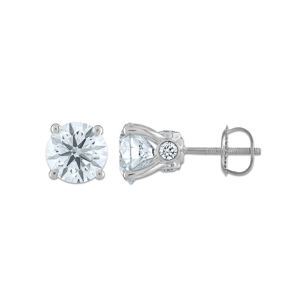 Red Hot Deal 4 CTW Round Lab Grown Diamond Stud Solitaire Earrings in 14KT White Gold