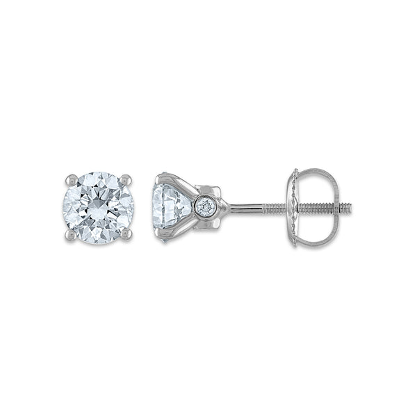 1-1/2 CTW Lab Grown Diamond Stud Solitaire Earrings in 14KT White Gold