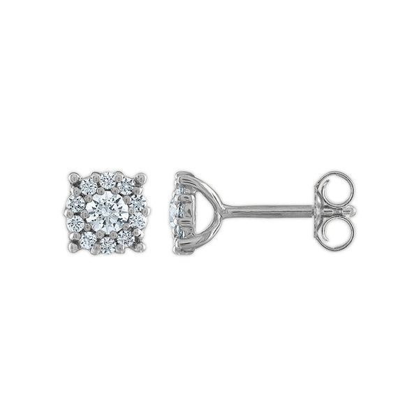 Red Hot Deal 1/2 CTW Round Lab Grown Diamond Cluster Stud Earrings in 10KT White Gold