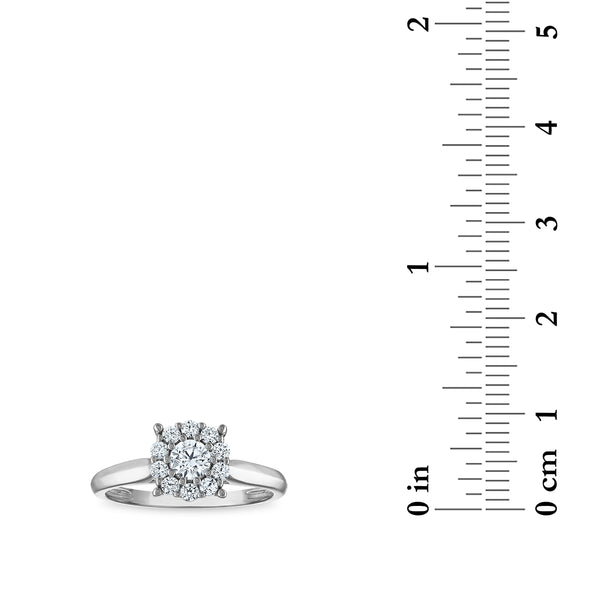 Red Hot Deal 1/2 CTW Lab Grown Diamond Engagement Cluster Ring in 10KT White Gold