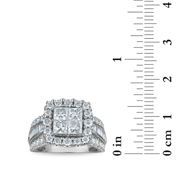 Red Hot Deal 3 CTW Lab Grown Diamond Halo Engagement Ring in 14KT White Gold