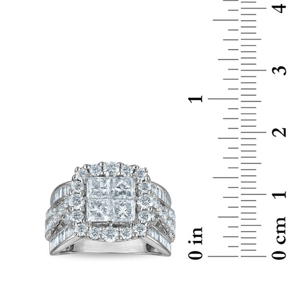 Red Hot Deal 3 CTW Lab Grown Diamond Halo Engagement Ring in 14KT White Gold