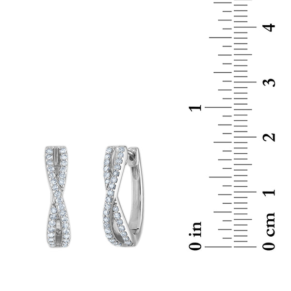 Red Hot Deal 1/2 CTW Diamond Infinity Hoop Earrings in Rhodium Plated Sterling Silver