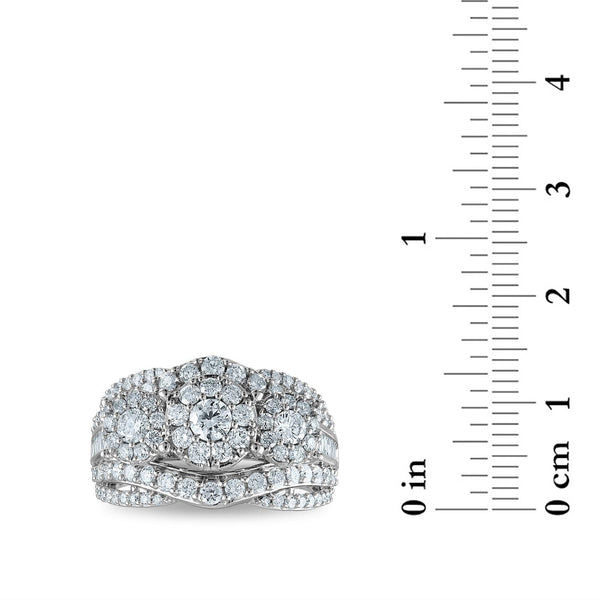 Red Hot Deal 2 CTW Diamond Three Stone Anniversary Ring in 10KT White Gold