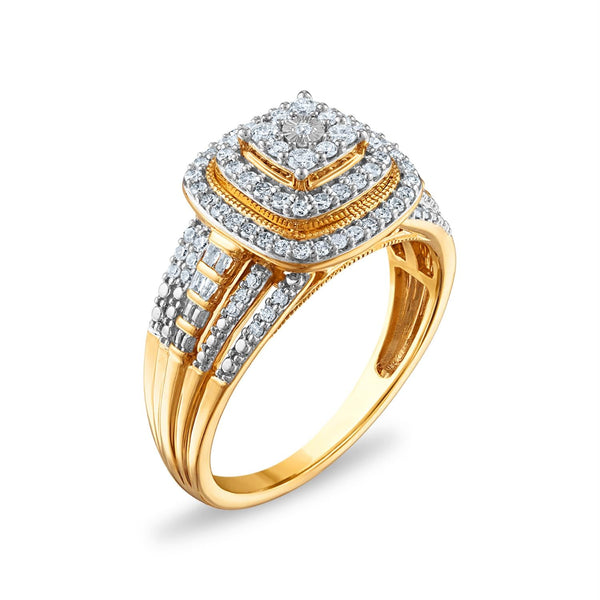 Red Hot Deal 1/2 CTW Diamond Cluster Halo Engagement Ring in 10KT Gold