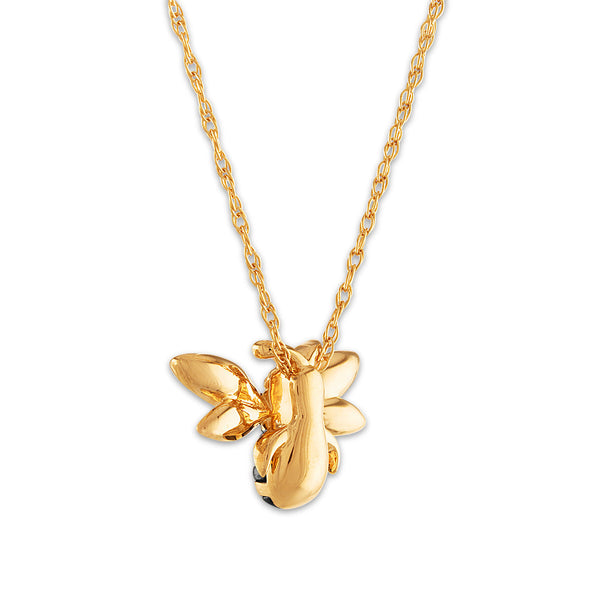 1/30 CTW Diamond Honey Bee Pendant in Gold Plated Sterling Silver