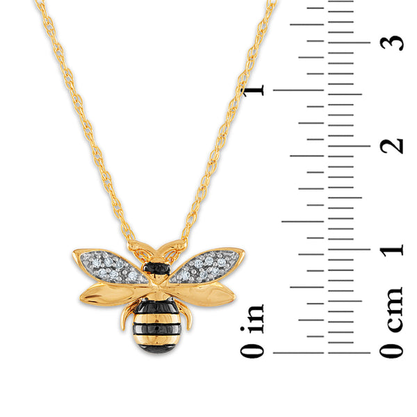 1/30 CTW Diamond Honey Bee Pendant in Gold Plated Sterling Silver