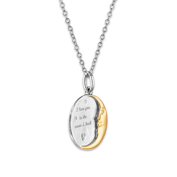 Diamond I Love You To The Moon And Back Pendant in Gold Plated Sterling Silver