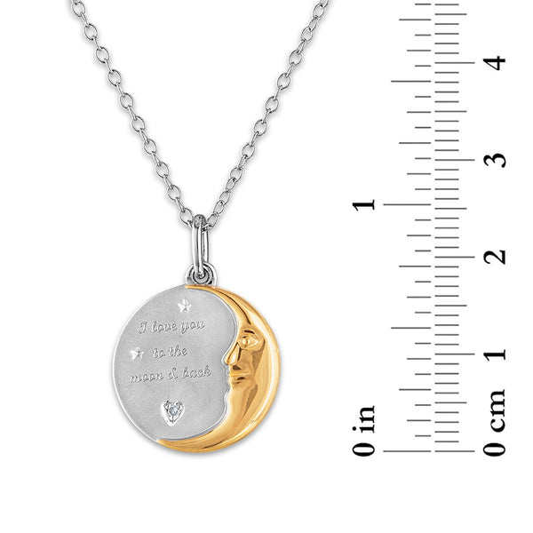 Diamond I Love You To The Moon And Back Pendant in Gold Plated Sterling Silver