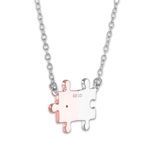 Diamond Accent -inchI Love U to Pieces-inch Pendant in Rose Gold Plated Sterling Silver