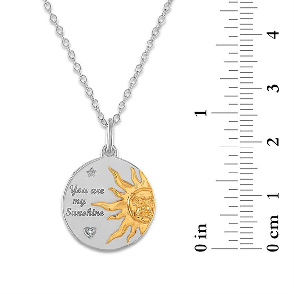 Diamond Accent You are My Sunshine Pendant in Two-tone Sterling Silver