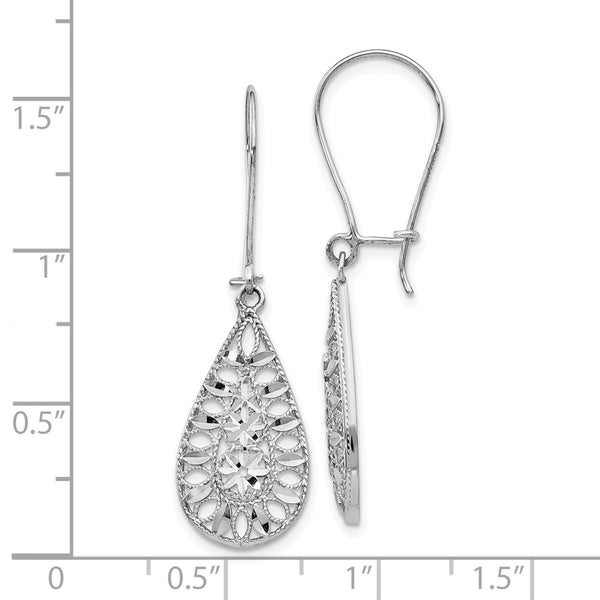 14KT White Gold 32X11MM Diamond-cut Earrings