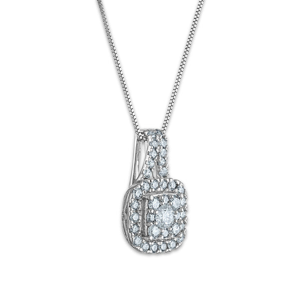 Signature 3/4 CTW Diamond Halo Cushion 18-inch Pendant in 14KT White Gold