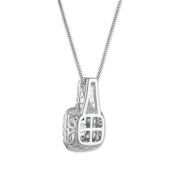 Signature 3/4 CTW Diamond Halo Cushion 18-inch Pendant in 14KT White Gold