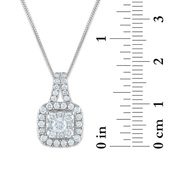 Signature 3/4 CTW Diamond Halo Cushion 18-inch Pendant in 14KT White Gold