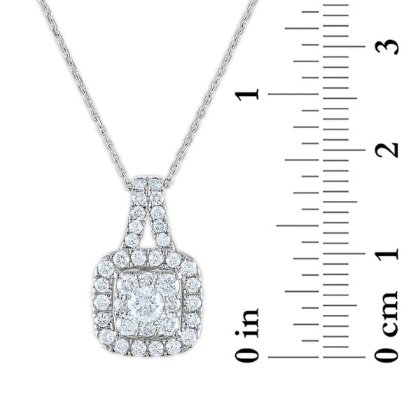 Signature 3/4 CTW Diamond Halo Cushion 18-inch Pendant in 14KT White Gold