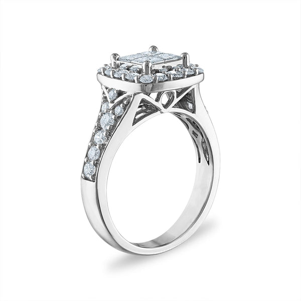 Signature 2 CTW Diamond Halo Bridal Set Ring in 14KT White Gold