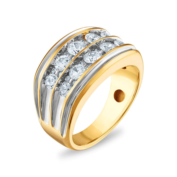 Signature 2 CTW Diamond Wedding Double Row Ring in 14KT Yellow Gold