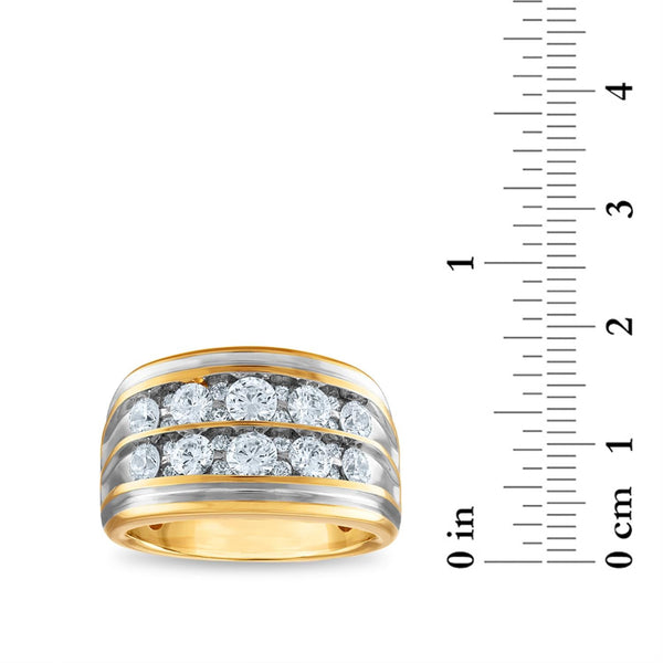 Signature 2 CTW Diamond Wedding Double Row Ring in 14KT Yellow Gold