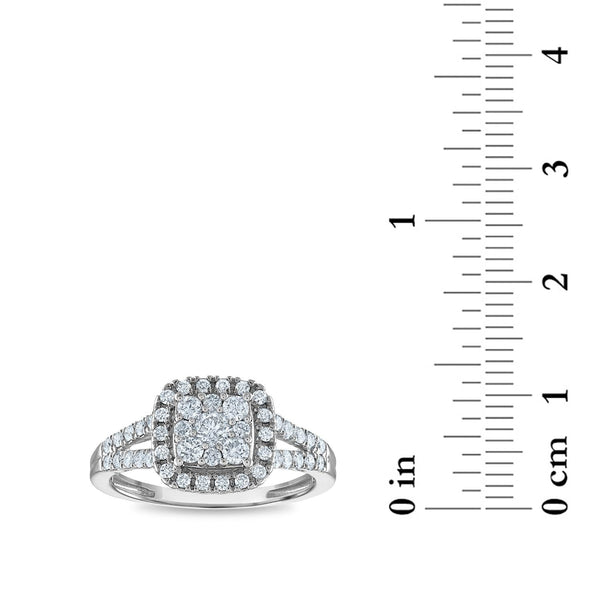 Signature 3/4 CTW Diamond Engagement Halo Cushion Ring in 14KT White Gold